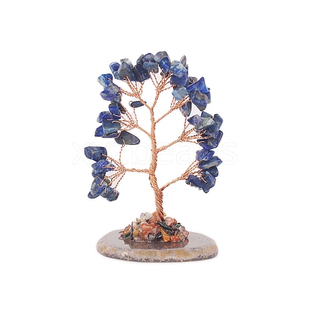 Natural Lapis Lazuli Chips Tree of Life Decorations PW-WG497C0-06-1