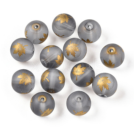 Autumn Theme Electroplate Transparent Glass Beads EGLA-S178-01-01F-1