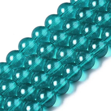 Transparent Spray Painted Glass Bead Strands X-DGLA-R050-8mm-13-1