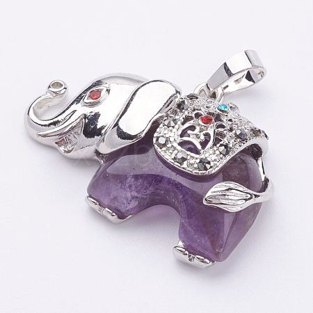 Natural Amethyst Pendants X-G-P268-06-1