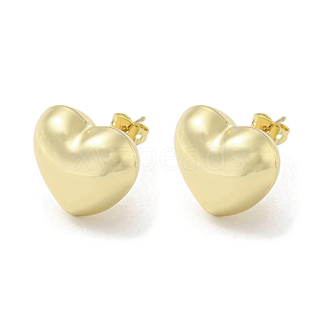 Heart Rack Plating Brass Stud Earrings EJEW-F331-30G-1