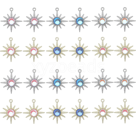 SUNNYCLUE 24Pcs 6 Styles Rack Plating Alloy Pendants FIND-SC0005-41-1