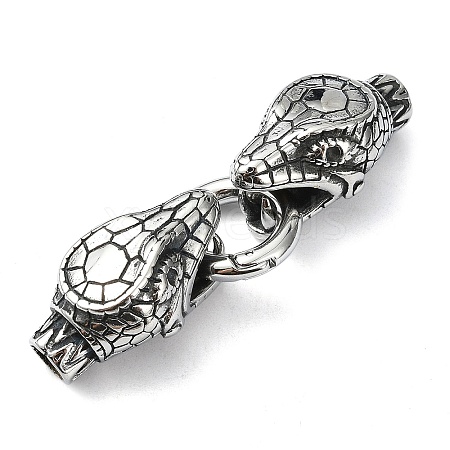 Tibetan Style 304 Stainless Steel Spring Gate Rings FIND-Z046-06AS-05-1