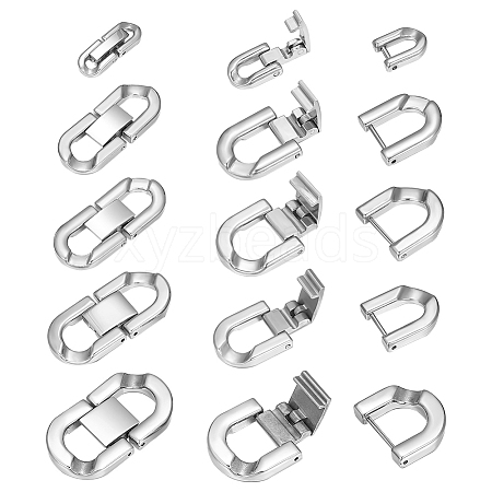 Unicraftale 5Pcs 5 Styles 304 Stainless Steel Fold Over Clasps STAS-UN0053-36-1