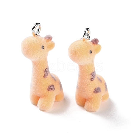 Animal Shape Flocky Resin Pendants RESI-Q229-01J-1