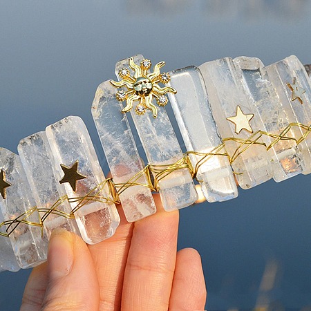 Natural Quartz Crystal Hair Bands PW-WGE968B-04-1