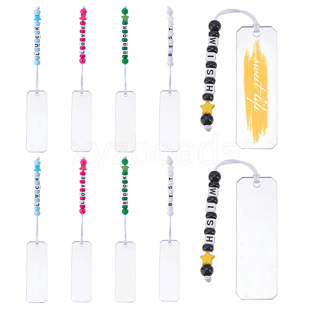 10Pcs 5 Styles Rectangle Transparent Acrylic Blank Pendant Bookmark HJEW-PH01988-1