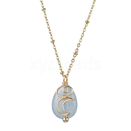 Natural Quartz with Brass Pendant Necklaces NJEW-JN04679-03-1