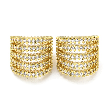 Brass Micro Pave Cubic Zirconia Cuff Earrings EJEW-C104-067G-1