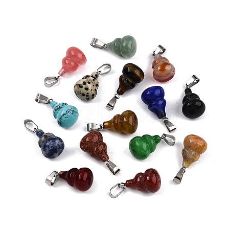 Natural & Synthetic Mixed Stone Gourd Pendants G-N344-08P-1