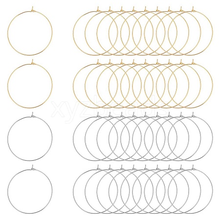 304 Stainless Steel Hoop Earring Findings STAS-UN0003-97-1