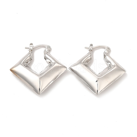 Rack Plating Brass Rhombus Hoop Earrings for Women EJEW-G342-01P-1