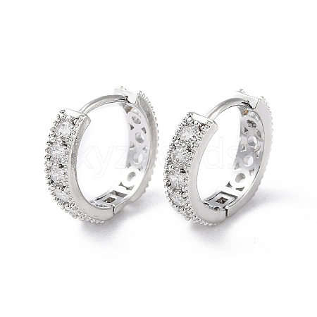 Brass Micro Pave Cubic Zirconia Hoop Earrings EJEW-P259-15P-1