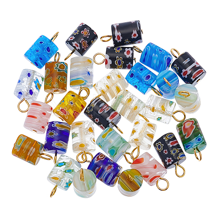30Pcs Millefiori Glass Pendants PALLOY-PH01834-1