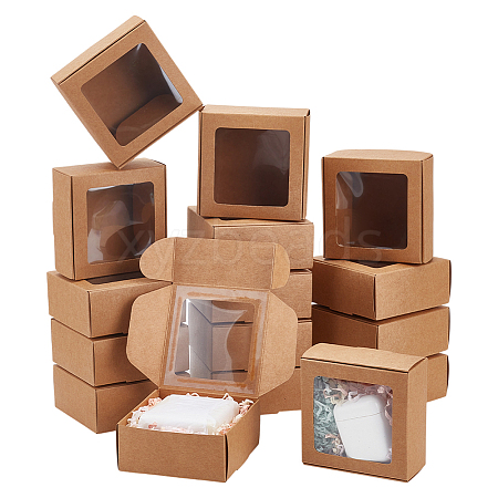 Foldable Creative Kraft Paper Mailer Boxes with Visible Window LS-CON-WH0113-08B-02-1