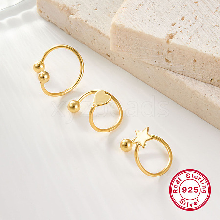 S925 Silver Heart Star Round Bead Hoop Earrings Five-pointed Star S-shaped Earrings AV9909-4-1