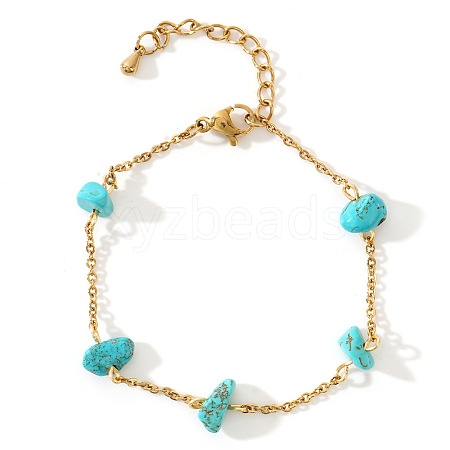 Elegant Natural Turquoise Chip Link Bracelets WY5144-8-1