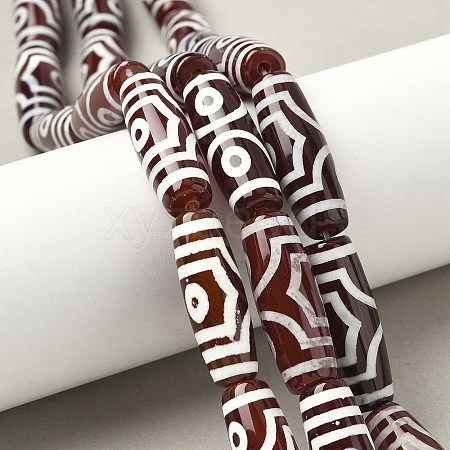 Rice Shape Tibetan Style dZi Beads Strands G-A269-A23-01-1