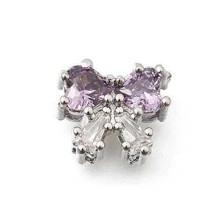 Bowknot Brass Micro Pave Cubic Zirconia Beads KK-Z156-20P-02-1