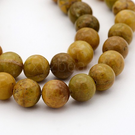 Natural Larderite Shoushan Tianhuang Stone Round Bead Strands G-E252-26-8mm-1