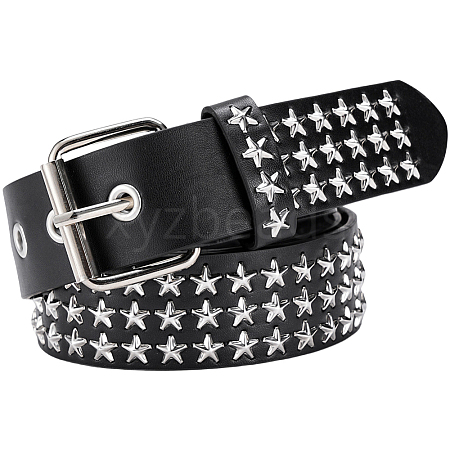 Platinum Star Rivet PU Leather Chain Belts for Jeans AJEW-WH20096-87B-1