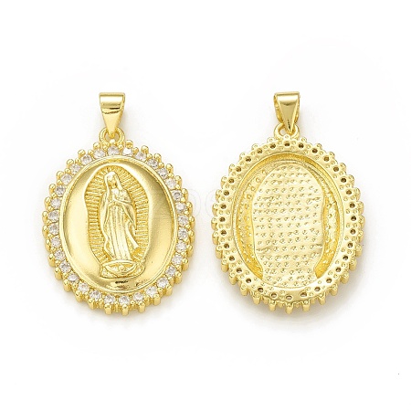 Rack Plating Brass Micro Pave Clear Cubic Zirconia Pendants KK-C011-04G-1