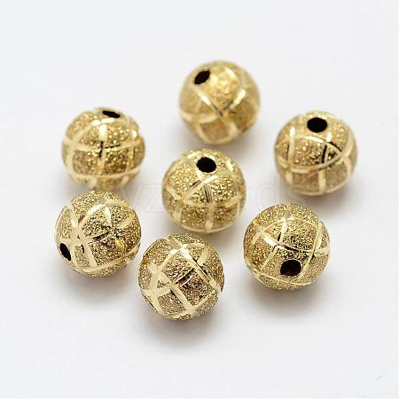 Brass Textured Beads KK-P095-45-1