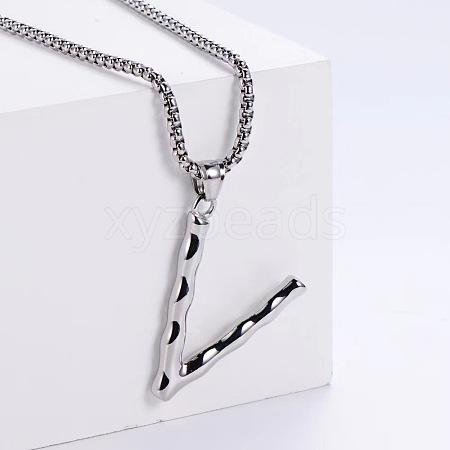 3Pcs Stainless Steel Textured Letter Pendants LW4134-22-1