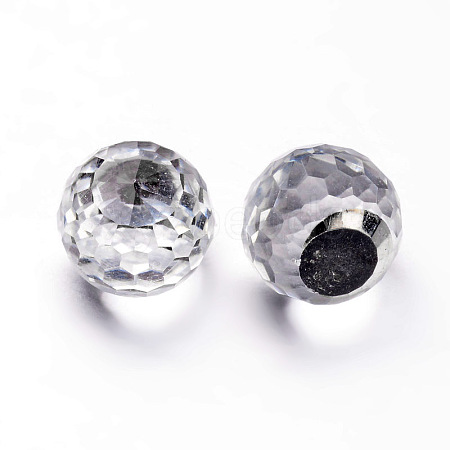 Faceted Round Ball Glass Cabochons X-GGLA-L008C-22-1