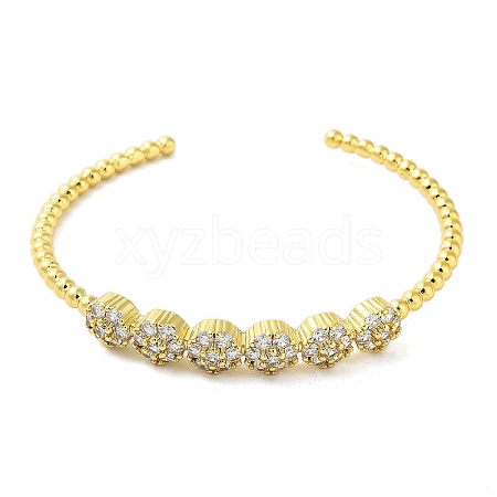 Brass Micro Pave Cubic Zirconia Cuff Bangles BJEW-E095-05G-1