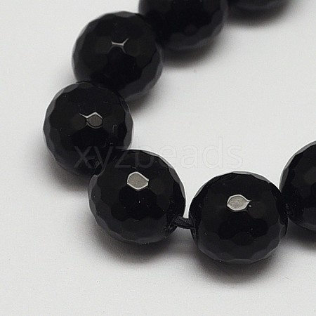 Faceted Round Grade A Synthetic Black Stone Beads Strands LS-G-N0137-04-6mm-1