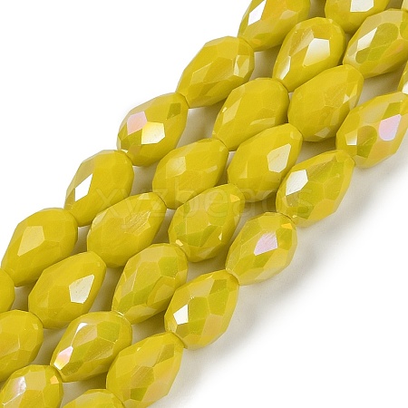 Opaque Solid Color Electroplate Glass Beads Strands EGLA-N013-P8mm-B06-1