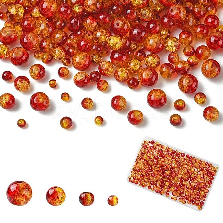 400Pcs 4 Styles Spray Painted Crackle Glass Beads CCG-YW0001-20H-1