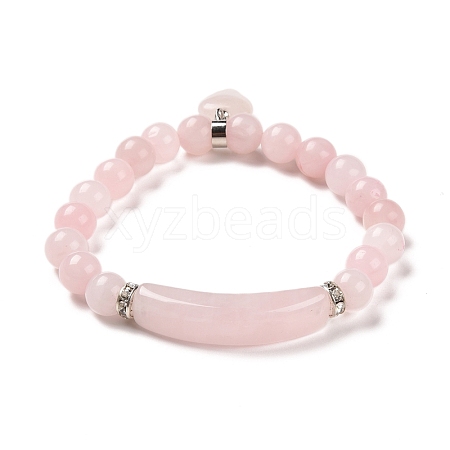 Natural Rose Quartz Beads Charm Bracelets BJEW-K164-B11-1