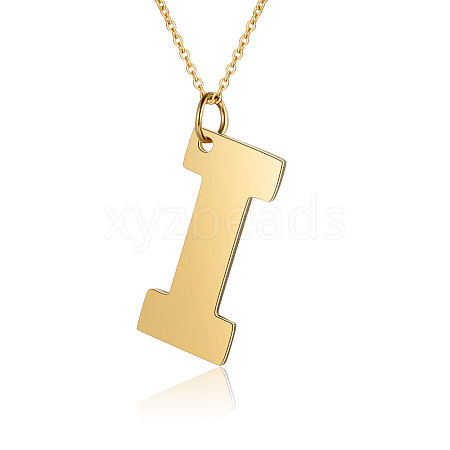 201 Stainless Steel Initial Pendants Necklaces NJEW-S069-JN006-I-1