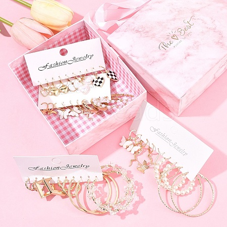 5 Sets 5 Colors Alloy Hoop Earring Sets EJEW-FS0001-23B-1