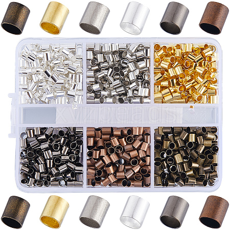1200pcs 6 Colors Brass Crimp Beads KK-SP0002-29-1