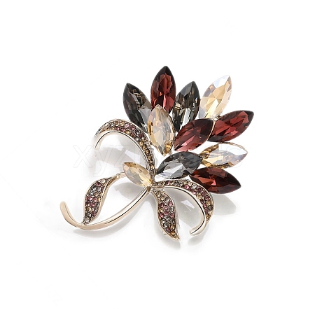 Flower Alloy Rhinestone Brooches for Backpack Clothes PW-WG60DF6-02-1