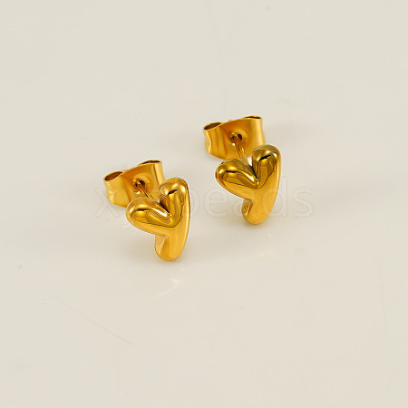 Chunk Letter 304 Stainless Steel Stud Earrings for Women EJEW-G386-01Y-G-1