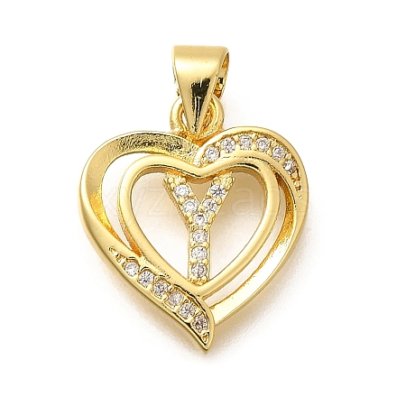 Rack Plating Brass Micro Pave Cubic Zirconia Pendants KK-L226-101G-Y-1