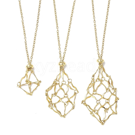 3Pcs 3 Sizes Stainless Steel Macrame Pouch Empty Stone Holder for Necklace Makings NJEW-JN04824-1