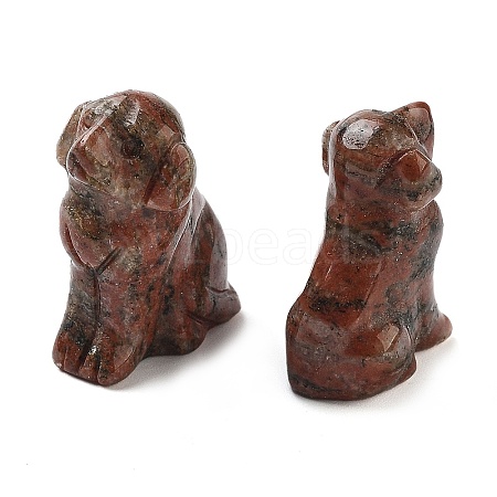 Natural Sesame Jasper Carved Dog Figurines DJEW-L023-A02-1