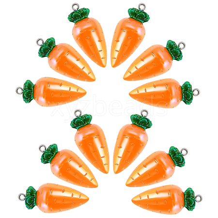 12Pcs Carrot AB Color Resin Pendants RESI-PH0002-47-1