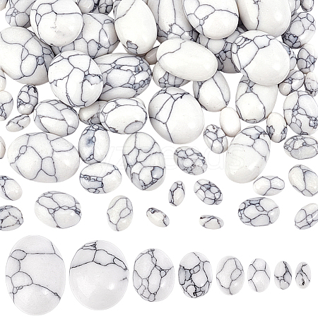 66Pcs 8 Styles Synthetic Howlite Cabochons G-PH0002-66-1