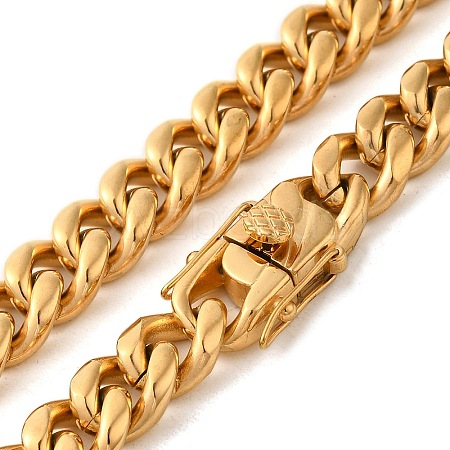 Ion Plating(IP) 304 Stainless Steel Cuban Link Chain Necklaces for Men NJEW-L173-018G-02-1