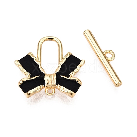 Brass Matte Style Spray Painted Toggle Clasps KK-N054-155G-1