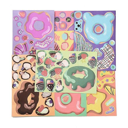 8Pcs Donut Cute PVC Adhesive Stickers Set STIC-Q003-03-1