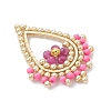 Faceted Round Natural Ruby & Glass Seed Beaded Pendants PALLOY-MZ01097-02-3