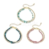 3Pcs Natural Rhodonite & Chrysocolla & Lapis Lazuli &  Dyed Hemimorphite Round Beadeds Double-layered Bracelets for Women BJEW-JB12095-2