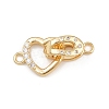 Brass Micro Pave Clear Cubic Zirconia Interlocking Clasps KK-C075-37G-1